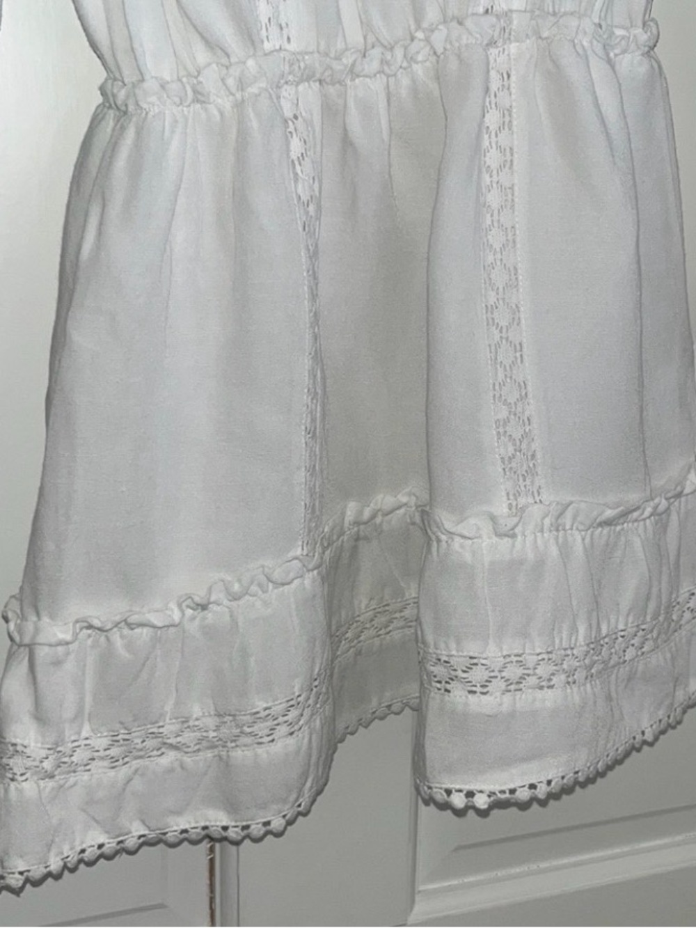 Anine Bing Cream Linen-Blend Lace Detail Mini Dress - Size S - Picture 8 of 14